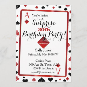 Invitation Fête d'anniversaire de surprise de casino de Las