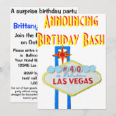 Invitation Fête d'anniversaire de surprise de Las Vegas (Devant / Derrière)