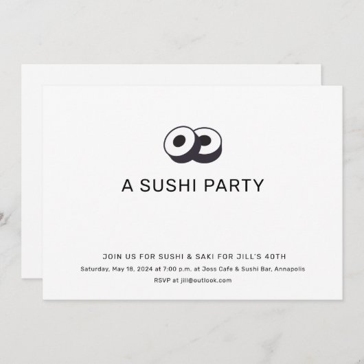 Invitation Fête d'anniversaire de sushi dîner (Devant / Derrière)