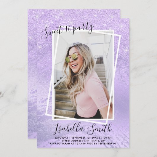 Invitation Fête d'anniversaire de sweet sixteen de parties sc (Devant / Derrière)