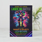 Invitation Fête d'anniversaire de tag laser afro-américain (Debout devant)