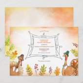 Invitation Fête d'anniversaire de Thanksgiving (Devant / Derrière)