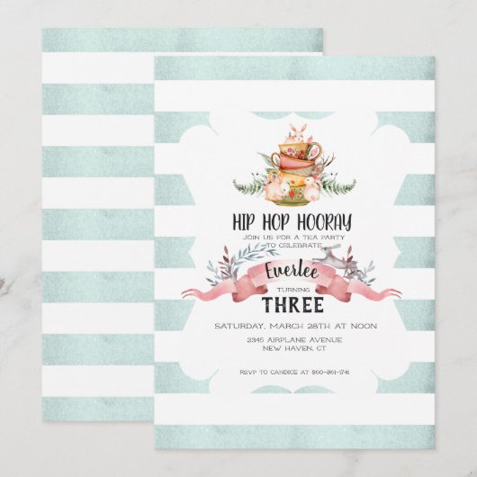 Invitation Fête d'anniversaire de thé de Pâques (Devant / Derrière)