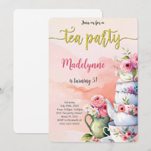 Invitation Fête d'anniversaire de thé modifiable