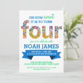 Invitation Fête d'anniversaire de thème de sucrerie la 4ème (Debout devant)