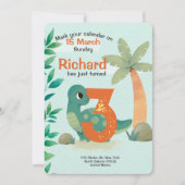 Invitation Fête d'anniversaire de thème dinosaure pour enfant (Devant)