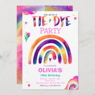 Invitation Fête d'anniversaire de Tie Dye Pastel Tie Dye Hipp