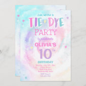 Invitation Fête d'anniversaire de Tie Dye Pastel Tie Dye Hipp (Devant / Derrière)