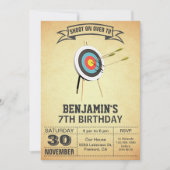 Invitation Fête d'anniversaire de tir à l'arc (Devant)