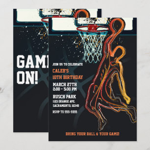 Invitation Fête d'anniversaire de tir à saut dunk de basketba