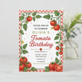Invitation Fête d'anniversaire de Tomate (Debout devant)