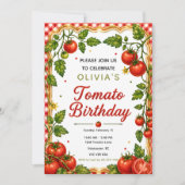 Invitation Fête d'anniversaire de Tomate Mignonne (Devant)