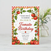Invitation Fête d'anniversaire de Tomate Mignonne (Debout devant)