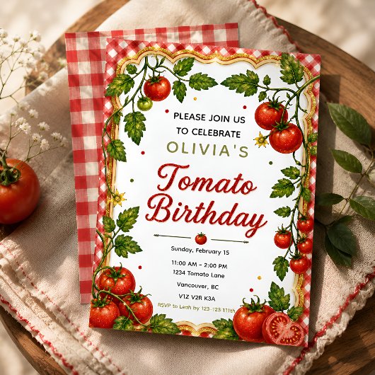 Invitation Fête d'anniversaire de Tomate Mignonne