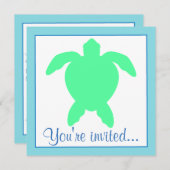 Invitation Fête d'anniversaire de tortue de mer (Devant / Derrière)