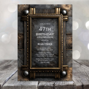 Invitation Fête d'anniversaire de tous âges avec cadre en or