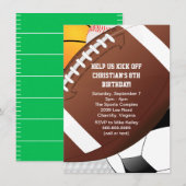 Invitation Fête d'anniversaire de tous les sports Star (Devant / Derrière)