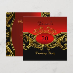 Invitation Fête d'anniversaire de tout âge Élégant Rouge Noir