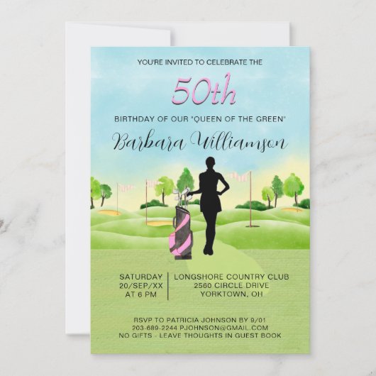 Invitation Fête d'anniversaire de tout âge, fête de golf (Devant)