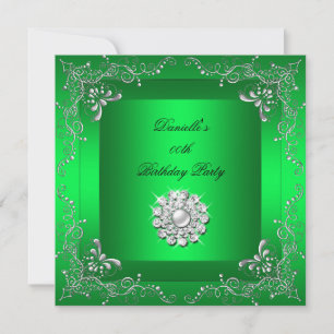Invitation Fête d'anniversaire de tout âge Lime Green Diamond