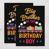 Invitation Fête d'anniversaire de train Chemin de fer Grand f (Devant / Derrière)