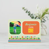 Invitation Fête d'anniversaire de train de joyeux (Debout devant)