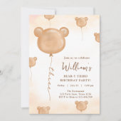 Invitation Fête d'anniversaire de troisième année de ballon d (Devant)