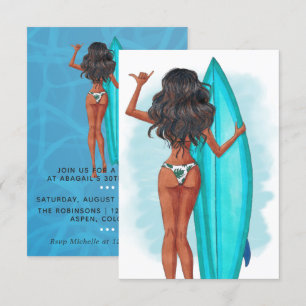 Invitation Fête d'anniversaire de vacances de plage de surf d