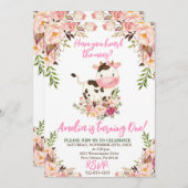 Invitation Fête d'anniversaire de vache, Fête de ferme, Fille (Devant / Derrière)