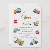 Invitation Fête d'anniversaire de véhicule de service mignon  (Devant)