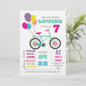 Invitation Fête d'anniversaire de vélo arc-en-ciel (Debout devant)