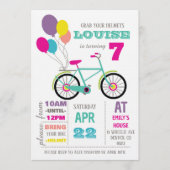 Invitation Fête d'anniversaire de vélo arc-en-ciel (Devant)