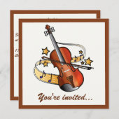 Invitation Fête d'anniversaire de violon (Devant / Derrière)
