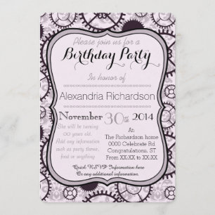 Invitation Fête d'anniversaire de vitesse et de damassé de