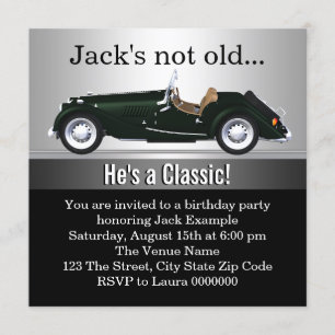 Invitation Fête d'anniversaire de voiture ancienne pour homme