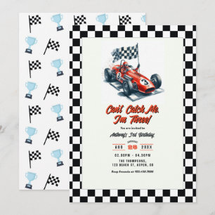 Invitation Fête d'anniversaire de voiture de course "On ne pe