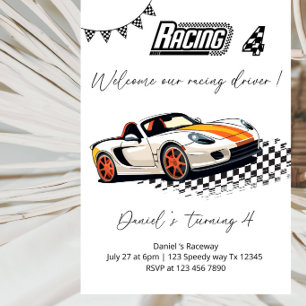 Invitation Fête d'anniversaire de voiture de course - Voiture