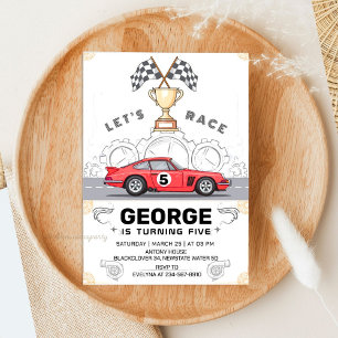 Invitation Fête d'anniversaire de voitures de sport vintage -