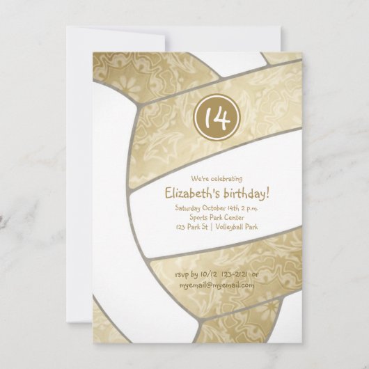 Invitation fête d'anniversaire de volley-ball (Devant)