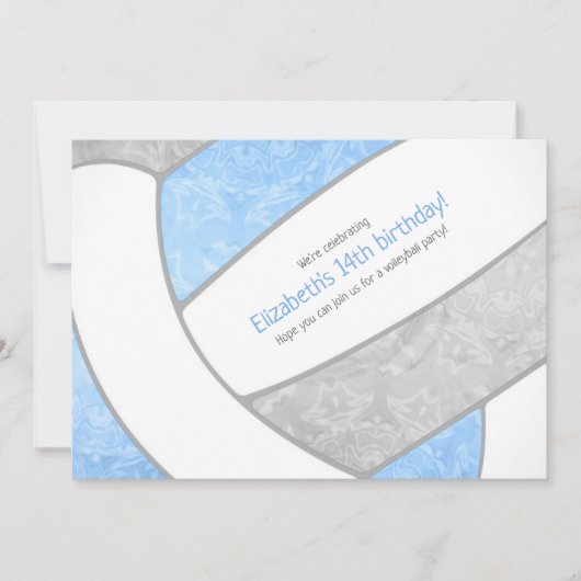 Invitation fête d'anniversaire de volley-ball gris clair (Devant)