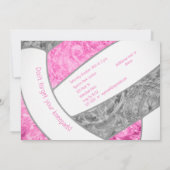 Invitation fête d'anniversaire de volley-ball gris rose (Dos)