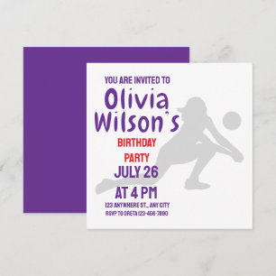 Invitation Fête d'anniversaire de volley-ball, Joueuse de vol