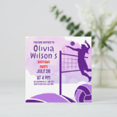 Invitation Fête d'anniversaire de volley-ball, Joueuse de vol (Debout devant)