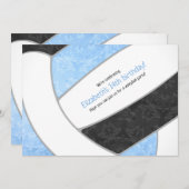 Invitation fête d'anniversaire de volley-ball noir bleu clair (Devant / Derrière)