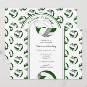 Invitation fête d'anniversaire de volley-ball pour filles gri