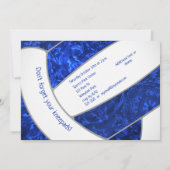 Invitation fête d'anniversaire de volley-ball royal bleu blan (Dos)