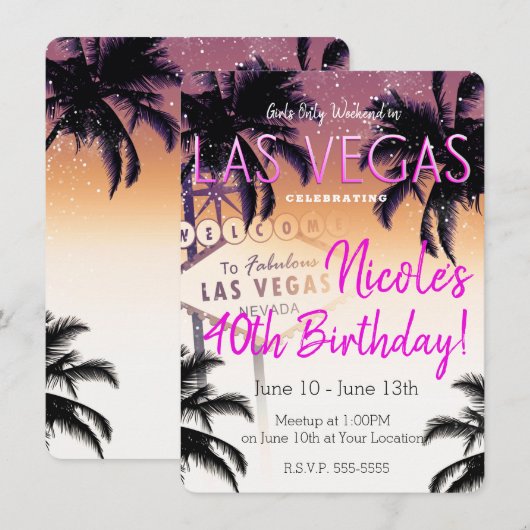 Invitation Fête d'anniversaire de week-end d'été pour filles (Devant / Derrière)