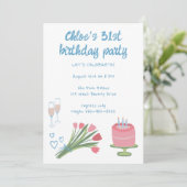 Invitation Fête d'Anniversaire de Whimsday Girlie Cute Custom (Debout devant)