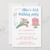 Invitation Fête d'Anniversaire de Whimsday Girlie Cute Custom (Devant)