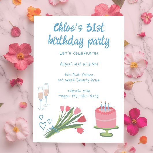 Invitation Fête d'Anniversaire de Whimsday Girlie Cute Custom
